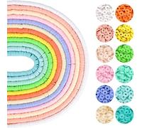 RUBY Heishi - 4200 perline colorate di argilla da infilare, 6 mm, 12 x 40 cm, set per girocollo, collana, bracciale, orecchini, fai da te per adulti, bambini, colori misti (I)