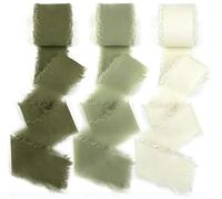 RUBY Nastro con fiocco, 3 colori, 2,5 cm x 19,5 m, nastro in chiffon fatto a mano, per confezioni regalo, matrimonio, floristica, decorazione da tavolo e fai da te, sogni naturali