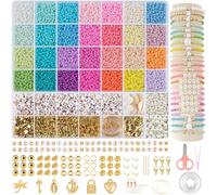 RUBY Perline da 3 mm per bracciali, 24 colori da infilare con perline a forma di lettera, set di perline per braccialetti fai da te