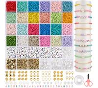 RUBY Perline per bracciali da 3 mm, set di perline per bracciali, pastello con perle a lettere, perline da infilare, per braccialetti fai da te, collane e gioielli, kit per la creazione di gioielli