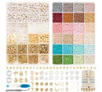 RUBY Perline per bracciali da 3 mm, stile boho da infilare, 24 colori, set di perline con perline di legno, perline con lettere, mini perline da infilare, per fai da te, kit per la creazione di