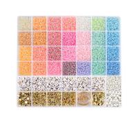 RUBY Set di 28 perline colorate per braccialetti da 3 mm, mini perline di vetro con 200 lettere, per braccialetti fai da te