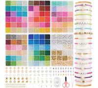RUBY Set di perline da 3 mm per bracciali, perline di vetro, braccialetti fai da te, perline con lettere, gioielli per la produzione di charm, kit regalo, per adulti per feste, vacanze, compleanni