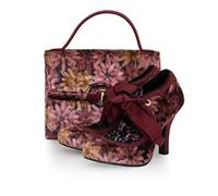 Ruby Shoo Scarpa in salice e borsa Malibu abbinata UK3-9 Floral/Navy Ochre, Borgogna, 39 EU