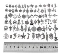 RUBYCA - 80 colgantes surtidos de plata para pulseras, bisuter a, manualidades, dijes de color plata tibetana, como en la imagen