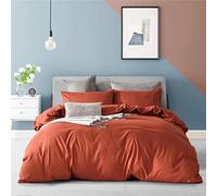 Ruccit Set copripiumino per letto matrimoniale, 100% microfibra spazzolata, set di biancheria da letto matrimoniale arancione scuro, durevole, resistente allo sbiadimento