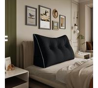 Rucener - Cuscino triangolare grande per la schiena, con testiera alta, ideale come cuscino per guardare la TV e leggere, nero, 100 cm