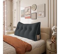 Rucener Grande cuscino triangolare per la schiena, cuscino per divano, testiera alta, schienale alto, perfetto come cuscino per guardare la TV e la lettura, colore grigio elegante, 140 cm