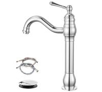 Ruchi per lavandino da bagno cromato lucido Cromo rubinetto Missaggio del gabinetto Mixer Tocca a 360 ° Montaggio di beccuccio alto con scarico pop -up per vanità o barra Beauty Comes