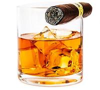 Ruckus Creations Portasigari e bicchiere da whisky di alta qualità, doppio uso, in stile antico, con porta sigari, regalo per uomini, padri, fidanzati, mariti