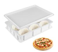 RUCUDIM Contenitore per pizza con coperchio, 30 x 40 x 7,5 cm, in plastica alimentare, impilabile, per pasta per pizza e alimenti