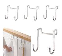 RUCUDIM Ganci Appendiabiti 4 Pcs Appendi Accappatoio Bagno, Acciaio Inox Gancio Doccia Ganci Asciugamani Bagno, ganci Adatto per Bagno Cucina Porta (Argento)