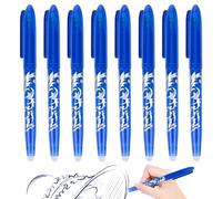 RUCUDIM Penna a sfera in gel cancellabile, 8 penne a sfera, colore blu, penne cancellabili, penna Erasable, penna da 0,7 mm, penna a sfera Friction per articoli scolastici, cancelleria studenti