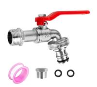 RUCUDIM Rubinetto universale da giardino, 1/2 pollici e 3/4 pollici, rubinetto da giardino, antigelo, con 2 raccordi gratuiti per tubi + 1 rotolo di nastro di tenuta per rubinetto da giardino, botte