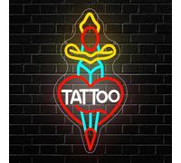 RuCvixkt Segno al Neon di Tatuaggio per Decorazione di Parete, Luce al Neon di per Studio, Salone e Negozio, Segno con Alimentazione USB per Dormitorio di Ragazzo, Ragazza e Amanti dei Tatuaggi