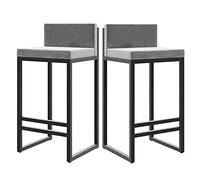 RUDANDAN Sedia Sgabello Bar Altezza Contatore, Sgabelli Bar Da Pranzo Isola Cucina, Sgabello Da Soggiorno Telaio In Metallo Rivestito In Velluto Set Di 2(Size:55 cm, Colore: Grigio)