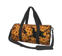 Rudbeckia - Borsone rotondo da viaggio, con stampa, borsa da palestra, fitness, allenamento, colore nero, taglia unica, Nero , Taglia unica