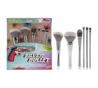 RUDE Cosmetics - Kit di pennelli da trucco da donna, 6 pennelli Beretta per cipria, pennello Glock per fard, pennello Remington per fondotinta, pennello Shotgun, pennello per ombretto, pennello per