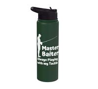 Rude Slogan Master Baiter sempre giocare con il mio Tackle Stainless Steel Insulated Water Bottle