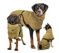 Rudelkönig Accappatoio per Cani in Cotone 100% - Asciugamano Cane | Cappotto asciugante per cani di tutte le taglie - spugna morbida, cinghie regolabili, bordi neri
