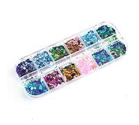 Rudiaoa 12 Colors Glitter-Chameleon Nail Flakes Holographic Laser Colorful Nail Sequin Different Shape for DIY Craft Soap Making