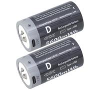 Rudiaoa 2 PCS per Apparecchio A 1 5 V USB C 5600MW Dimensione D Batterie LR20 Batterie Litio Ricaricabili D Dimensioni CELLA USB Ricaricabile