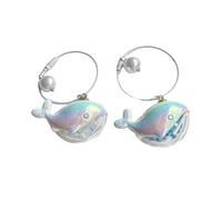 Rudiaoa 2 portachiavi a forma di balena, gioielli unici colorati, accessori per coppie, regalo per gli appassionati di moda, 1 Bianco 1 Blu, Taglia unica