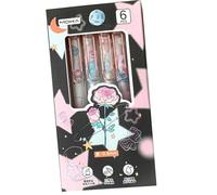 Rudiaoa 6 penne gel retrattili con punta da 0,5 mm, gel a farfalla, asciugatura rapida, scrittura liscia, per scrivere con impugnatura in spugna