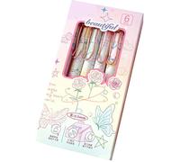 Rudiaoa 6 penne gel retrattili con punta da 0,5 mm, gel a farfalla, asciugatura rapida, scrittura liscia, per scrivere con impugnatura in spugna