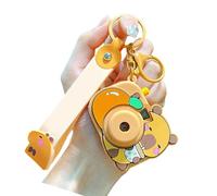 Rudiaoa Adorabile animale fotocamera catena caratteristica funzione di proiezione elegante opzione multicolore pratico uso quotidiano accessorio proiettore portatile portachiavi, Tè al latte., Taglia