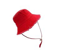 Rudiaoa Cappello da pescatore regolabile alla moda Protezioni solari con tesa larga Secchio a prova di sole per attività all'aperto Copricapo popolare Pescatore per le donne, Rosso, Taglia unica