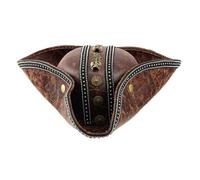 Rudiaoa Cappello da pirata marrone in pelle PU per donne e uomini cappello da pirata tricorno per costume cosplay LARP