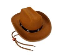 Rudiaoa Cappello occidentale per bambini con borchie a forma di stella, cinturino regolabile per bambini dai 3 ai 12 anni, per attività all'aperto e feste, comodo cappello da cowboy, Marrone, Taglia