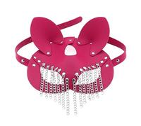 Rudiaoa Chain Tassels Leather Cat Mask Costume Cosplay Halloween Mysterious Half Face Punk For Carnival Night Club Cat Masks For Adults