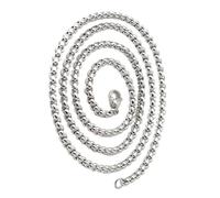 Rudiaoa Collana da uomo con perle quadrate hip hop, moderna, robusta, in acciaio inossidabile, gioiello alla moda, As shown, Acciaio al titanio