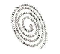 Rudiaoa Collana da uomo con perle quadrate hip hop, moderna, robusta, in acciaio inossidabile, gioiello alla moda, As shown, Acciaio al titanio