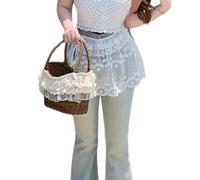 Rudiaoa Coreano Vedere Attraverso Mezza Gonna Per Le Donne Fiore Pizzo Trasparente Hip Wrap Coprire Grembiule Corto Tie Up Mesh Overskirt Casual Short