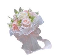 Rudiaoa Elegante Bouquet Da Sposa In Artificiale Con Decorazioni Perle E Tulle Per La Cerimonia Matrimonio Occidentale Bouquet Da Accessorio Per La