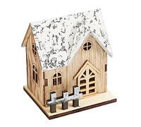 Rudiaoa Exquisite Hanging Cabins Wooden House LEDs Light DIY Wood Chalets Christmas Tree Xmas Festival Holiday Decorative Gifts Wood House Decor Decoration Farmhouse