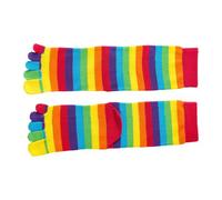 Rudiaoa Inverno Autunno Traspirante Tubo Medio Calze Per Le Donne Arcobaleno A Strisce Separatore Dita Cinque Dita Atletico Cav, C, Taglia unica