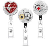 Rudiaoa Porta Badge Retrattile Portatile da 3 Porta Carte Dipendente con Clip Cintura per Conferenze Eventi Ufficio Scuola Uso Quotidiano Meccanismo A Molla Clip per Badge