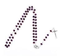 Rudiaoa Purple Crystal Beads Rosary Necklace Catholic Holy Land Baby Christian Jesus Rosary Necklace
