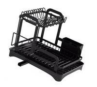 Rudiaoa Scolapiatti A 2 Livelli Design Salvaspazio per Piano Lavoro della Cucina con Vassoio Portagocce E Robusta Struttura in Ferro per Riporre I Piatti Domestici