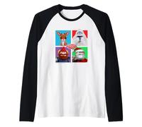 Rudolph And Friends Pop Art Portraits Retro Christmas Maglia con Maniche Raglan