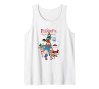Rudolph Characters with Christmas Tree Retro Holiday Canotta