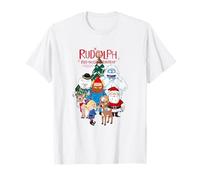 Rudolph Characters with Christmas Tree Retro Holiday Maglietta