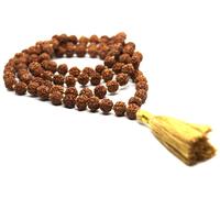 Rudraksha Premium Rudraksh Japa Mala Rosario 108 Perle Yoga Mantra Beige Frangia