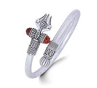 Rudraksha Shiv Om Trishul Damroo Kada per uomo, bracciale Lord Shiva Bahubali per uomo, ragazzo | Ottone religioso Kada | Bracciale misura libera per Maha Shivratri