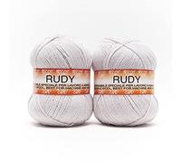 Rudy by Tricot Cafè - Set 2 Gomitoli in Misto Lana per Maglieria e Complementi d’Arredo - 60% Lana 35% Acrilico 5% Alpaca - Per Ferri e Uncinetto 3.50/4.00-500g (1500m)(2 Pezzi)(Grigio Perla 20)