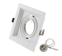 RUEHALF Faretti da soffitto a LED a doppio anello quadrato regolabili GU10 MR16 base portalampada, supporto telaio (MR16, Single Ring White)